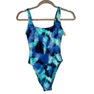 NWT Aerie Swimsuit Cheekiest One Piece XS Blue Abstract UPF50 Beach Tropical